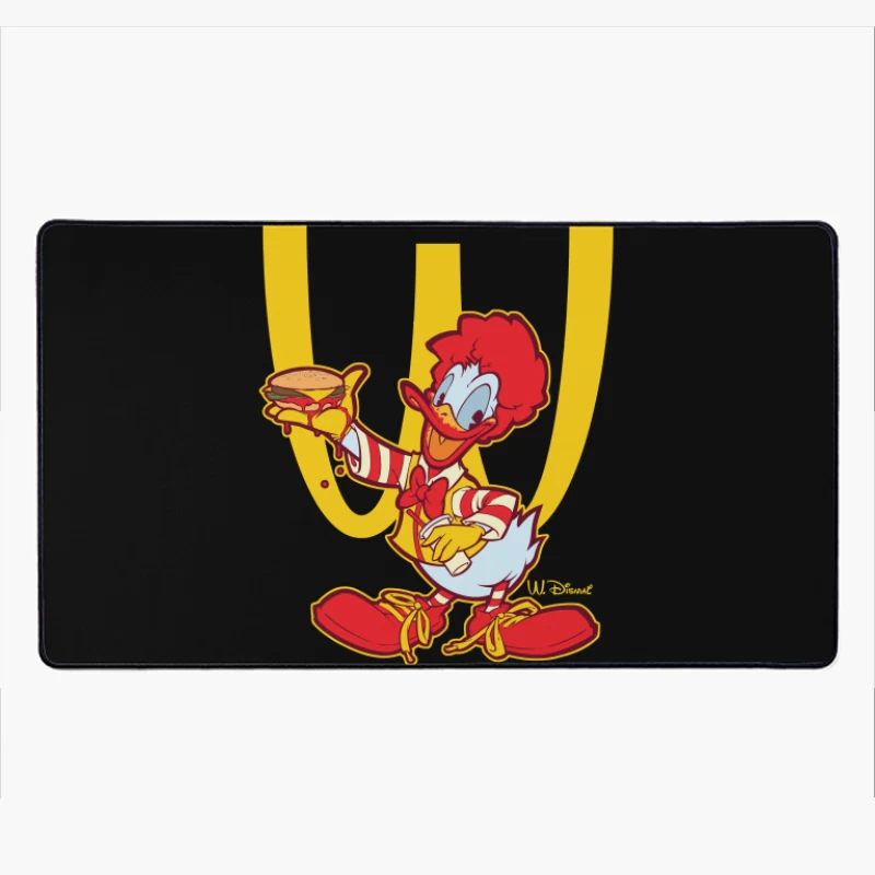 Cartoon Fast Food Character Holding a Burger Desk Mat