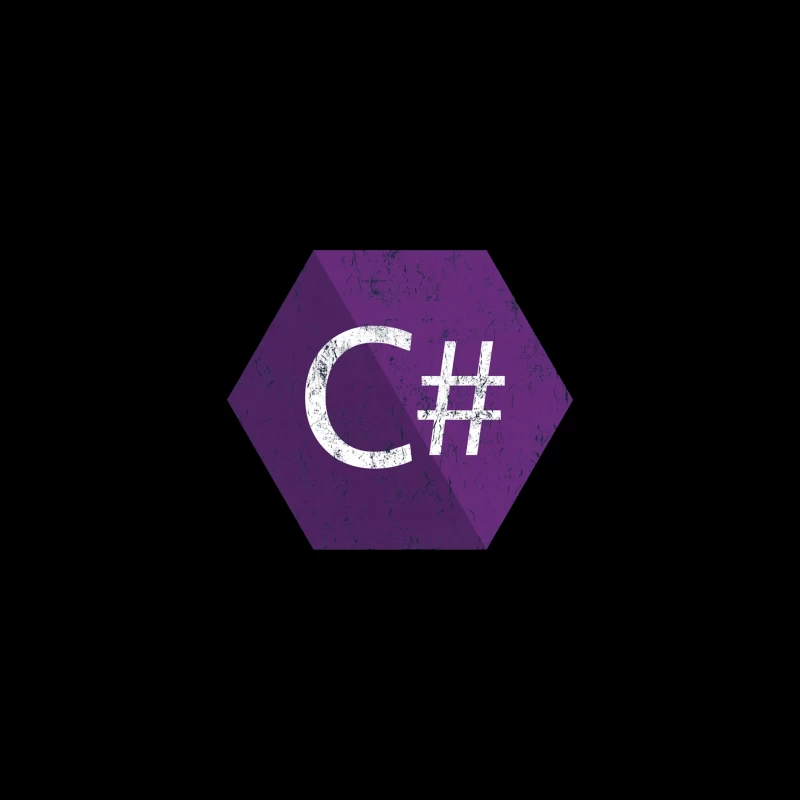 C# Programming Language Logo in Purple Hexagon Desk Mat