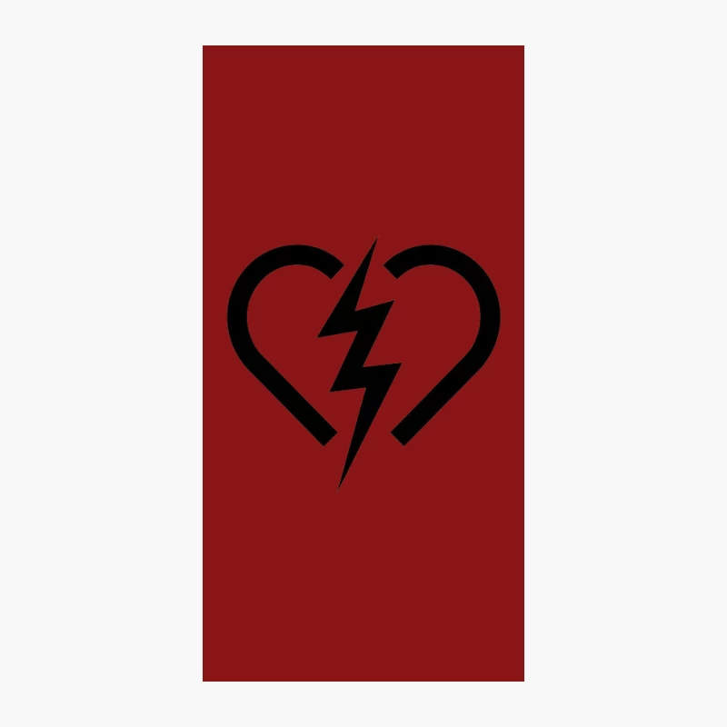 Black and White Minimalist Lightning Heart Symbol iPhone Case