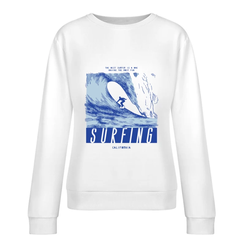 Surfer auf großer Welle in Kalifornien Damen Pullover Sweatshirt