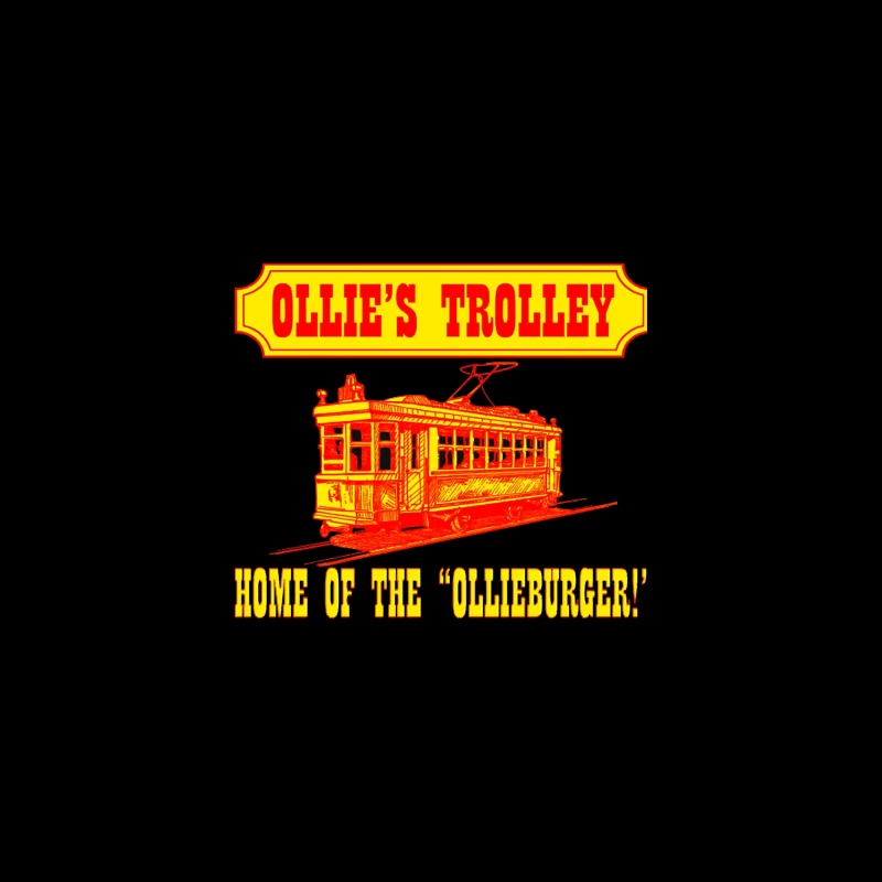 Vintage Ollie's Trolley Restaurant Logo with Classic Streetcar Design Travel Mug