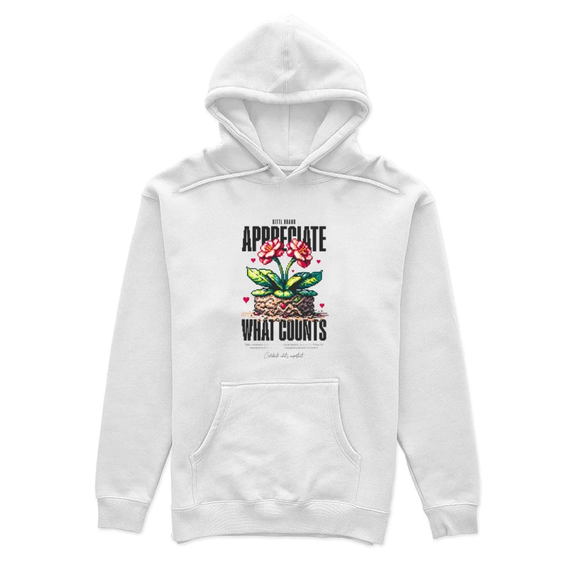 Art Pixel de Fleurs avec Message Inspirant Femme Sweat à capuche