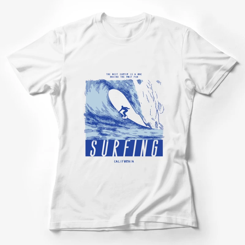 Surfer auf großer Welle in Kalifornien Damen T-Shirt
