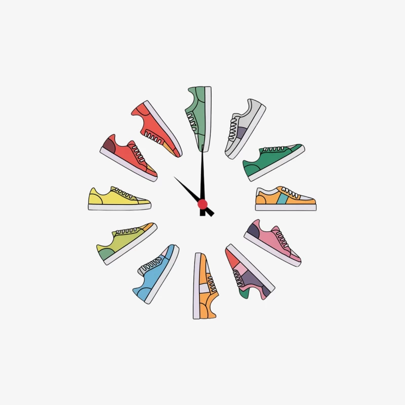 Colorful Sneakers Arranged in Clock Design Male Pullover Sweatshirt