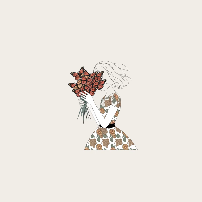 Delicate Butterfly Bouquet: A Feminine Floral Illustration Bucket Hat