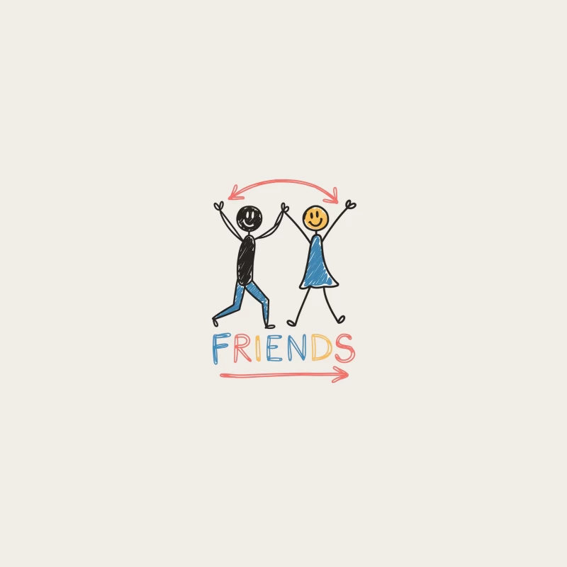 Cheerful Stick Figure Friends: A Colorful Hand-Drawn Illustration Bucket Hat