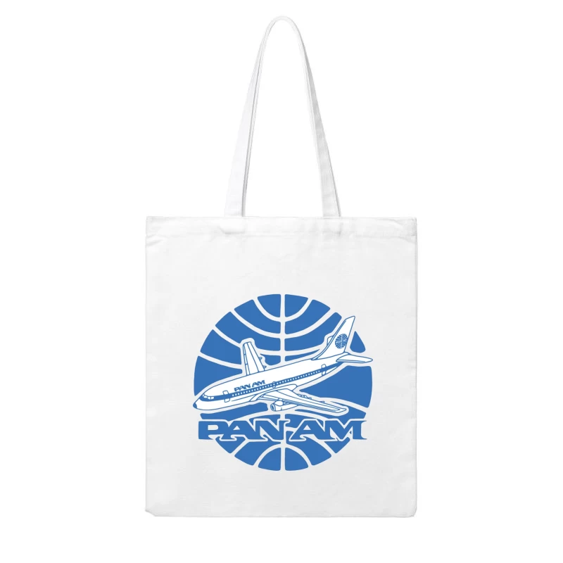 Vintage Pan Am Airlines Blue Globe Logo with Aircraft Design Cotton Tote Bag