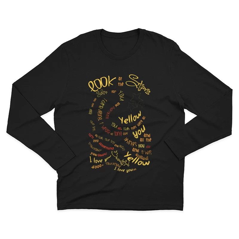 Coldplay Yellow Lyrics Male Long Sleeve T-Shirt