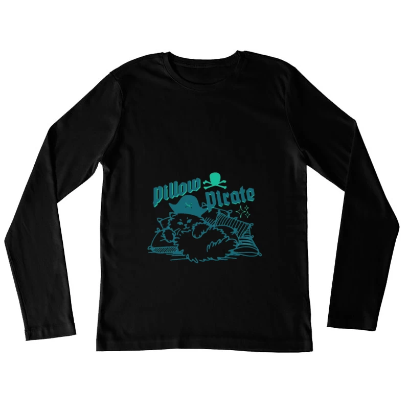 Chat Pirate Sur Les Oreillers Femme Manches Longues T-Shirt