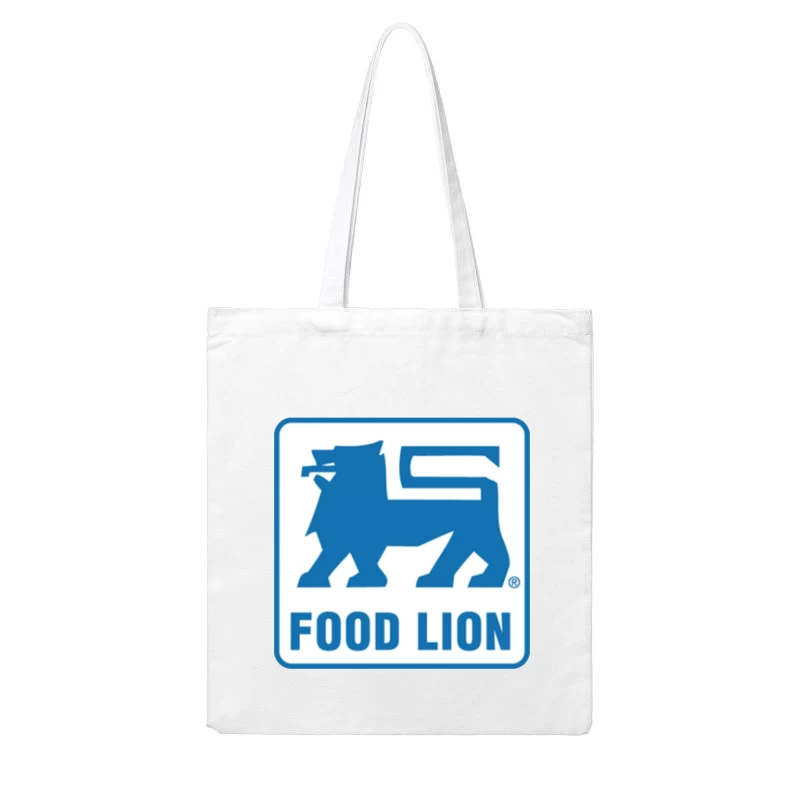 Food Lion Supermarket Chain Blue Logo with Lion Symbol Cotton Tote Bag