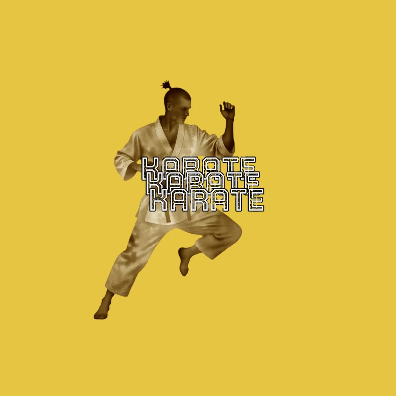 Karate Fighter in Dynamic Combat Stance with Stylized Text Female T-Shirt