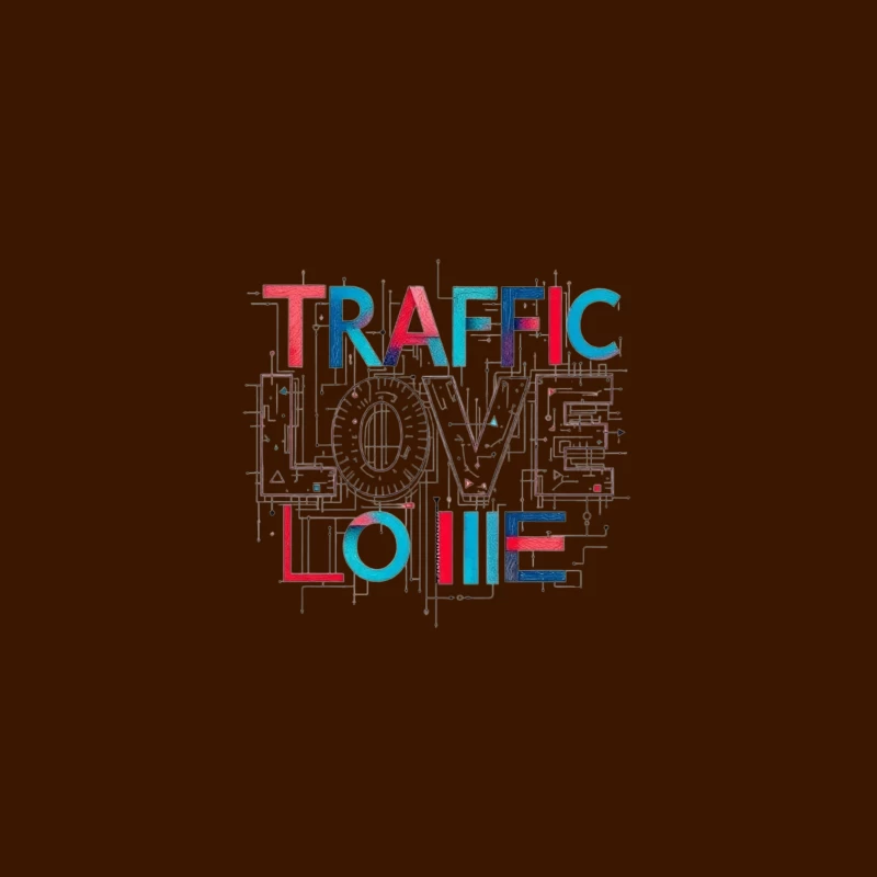 Traffic Love Typography with Technical Design Elements Travel Mug