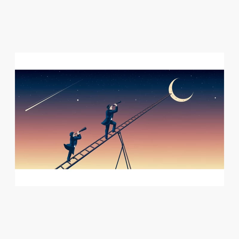 Stargazers' Ascent: Dreaming Beyond the Crescent Moon Travel Mug