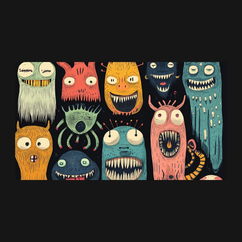 Whimsical Monsters: A Colorful Gallery of Quirky Cartoon Creatures Desk Mat