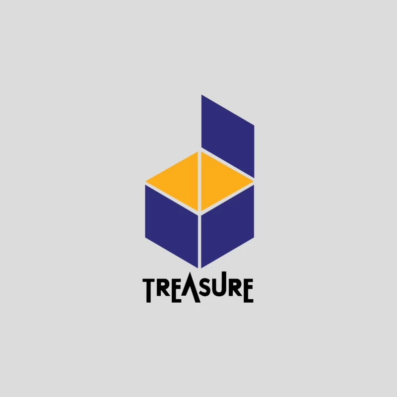 Geometric Treasure Logo: Abstract Blue and Orange Cube Design Baseball Cap