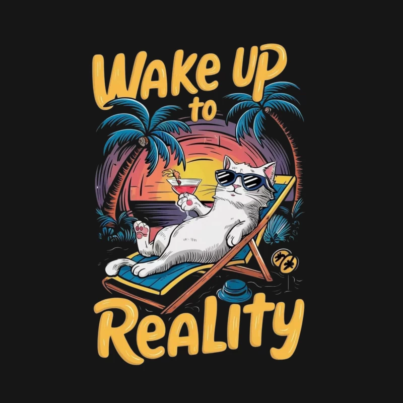Chill Cat on Vacation: Wake Up to Reality Male Long Sleeve T-Shirt