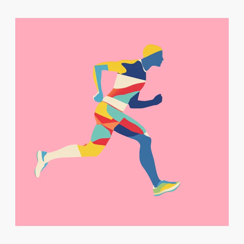 Colorful Geometric Runner in Motion Throw Pillow
