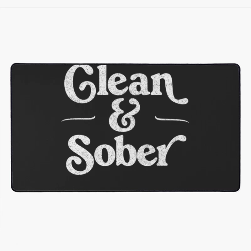 Clean &amp_ Sober  Retro Sobriety Gift Design Desk Mat
