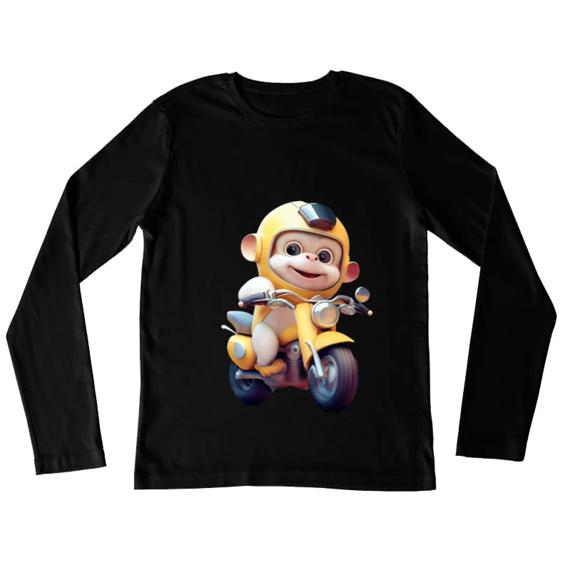 Fröhlicher Affe auf Motorrad Damen Langarm T-Shirt