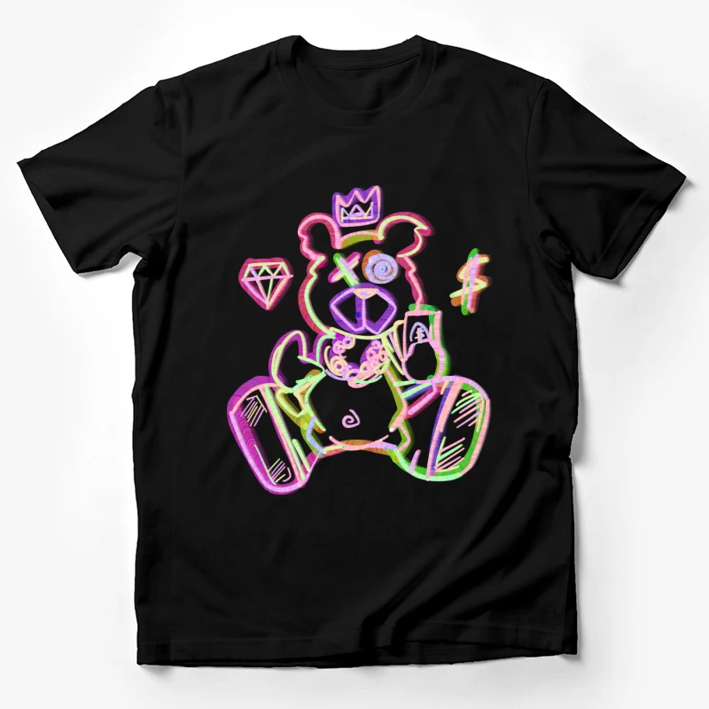 Neon Bärenkunst mit Kronen und Schmuck Herren T-Shirt