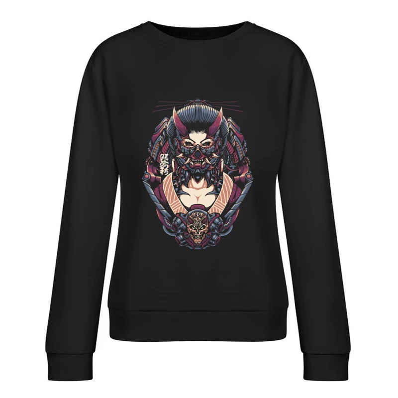 Cyberpunk Samurai Robotic Fantasy Art Female Pullover Sweatshirt