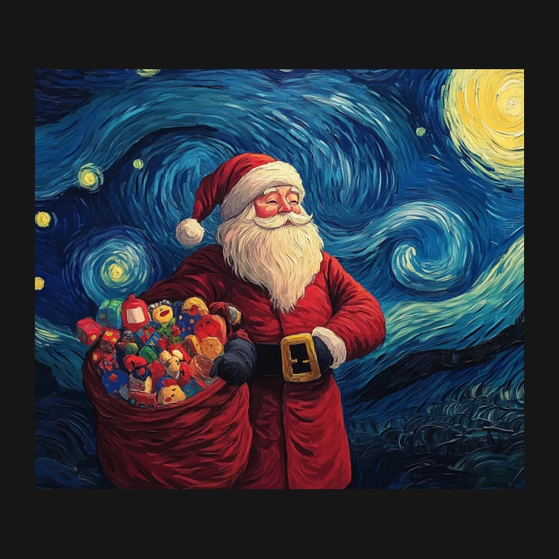 Santa Claus in Van Gogh's Starry Night Style Christmas Scene Mouse Pad