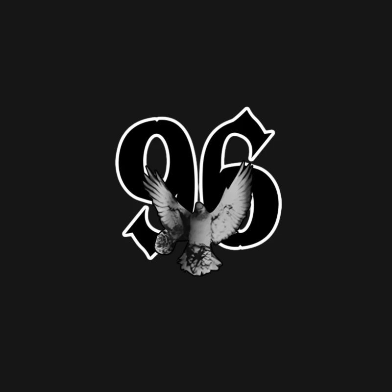 Colombe noire devant le numéro 96 Homme Manches Longues T-Shirt