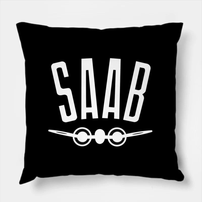 SAAB Aviation Company Minimalist Logo Design Throw Pillow