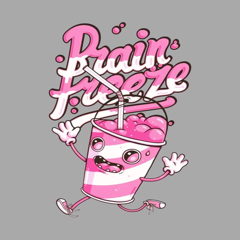 Fun Cute Cartoon Drink with Brain Freeze Male Pullover Hoodie