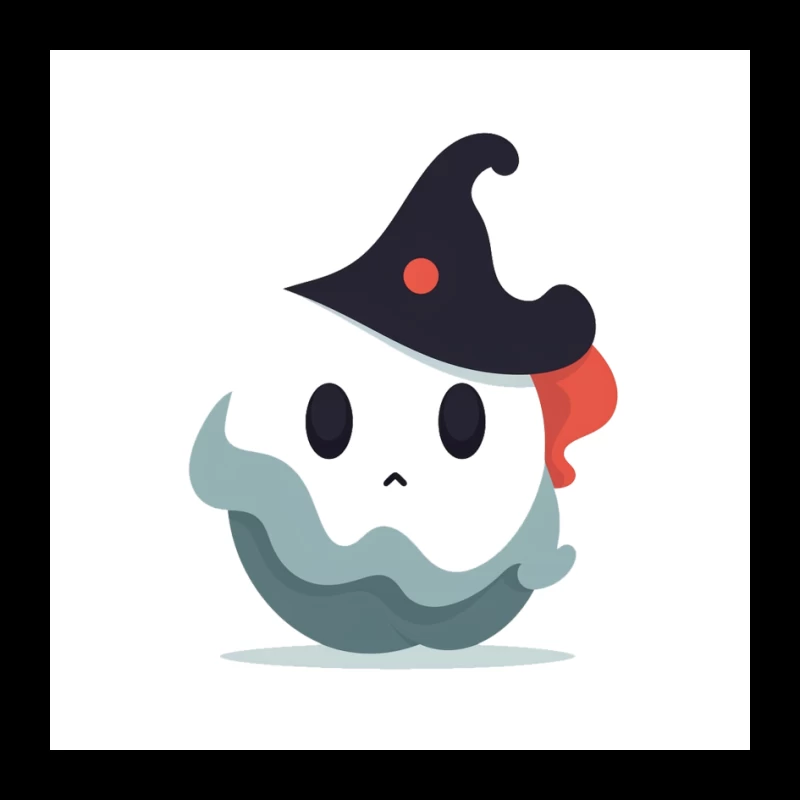 Cute Cartoon Ghost with Witch Hat Pin