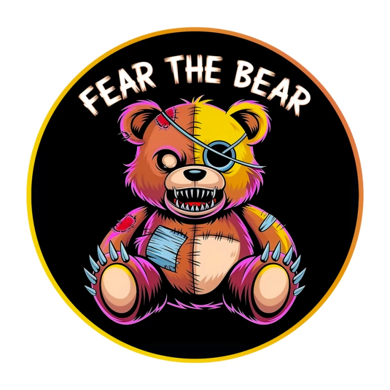 Scary Stitched Teddy Bear  "Fear The Bear" Pin