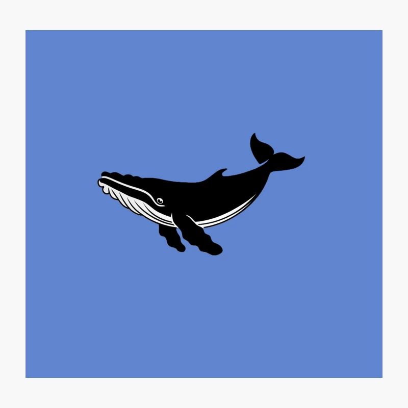 Black and White Whale Silhouette Illustration Throw Pillow