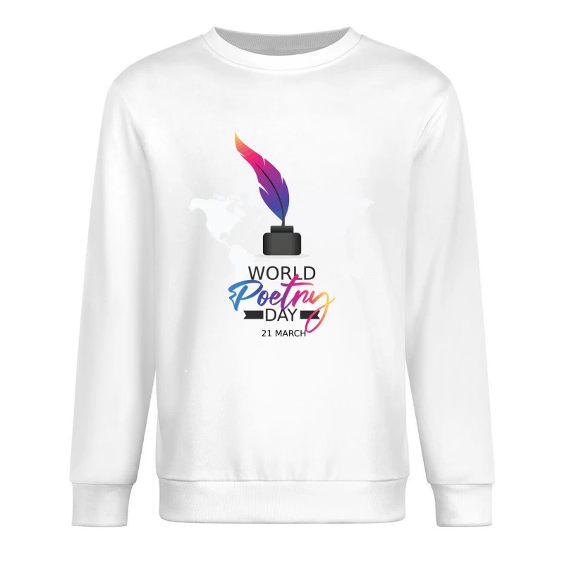 Vibrant World Poetry Day Illustration Male Pullover Sweatshirt