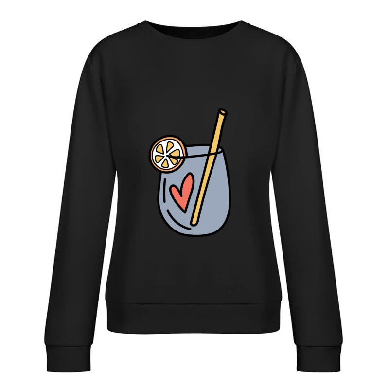Verre décoratif avec cœur et tranche de citron Femme Sweat-shirt à enfiler