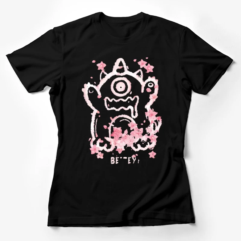 Monster mit Blumen und Schriftzug Damen T-Shirt