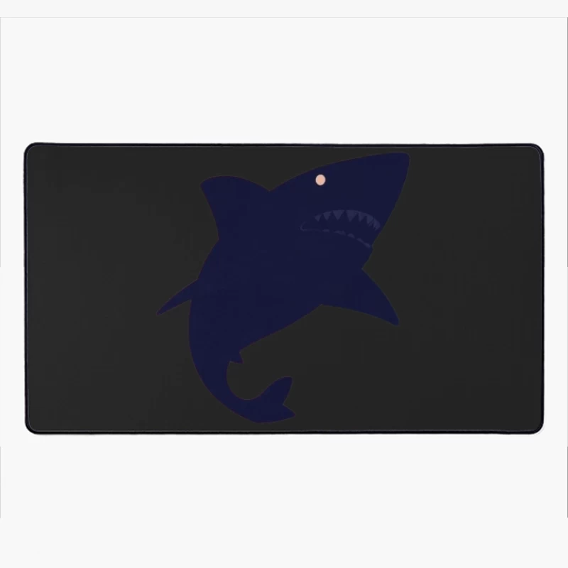 Navy Blue Cartoon Shark Silhouette Desk Mat