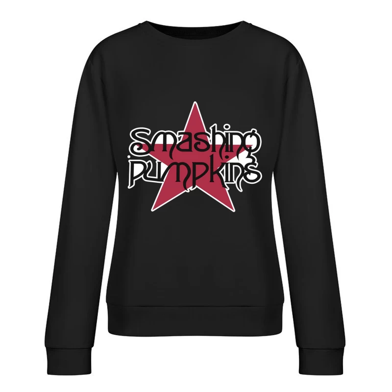 Smashing Pumpkins Alternative Rock Band Logo with Red Star Female Pullover Sweatshirt