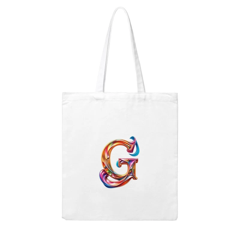 Colorful 3D Typography: Decorative Letter G with Swirling Gradient Pattern Cotton Tote Bag