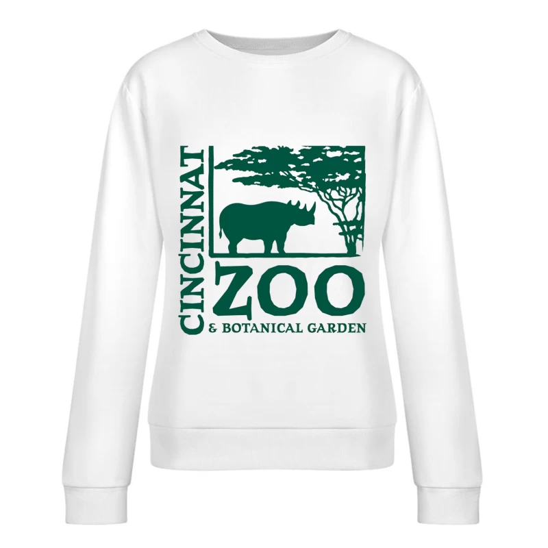 Cincinnati Zoo & Botanical Garden Logo with Rhinoceros and Acacia Tree Female Pullover Sweatshirt