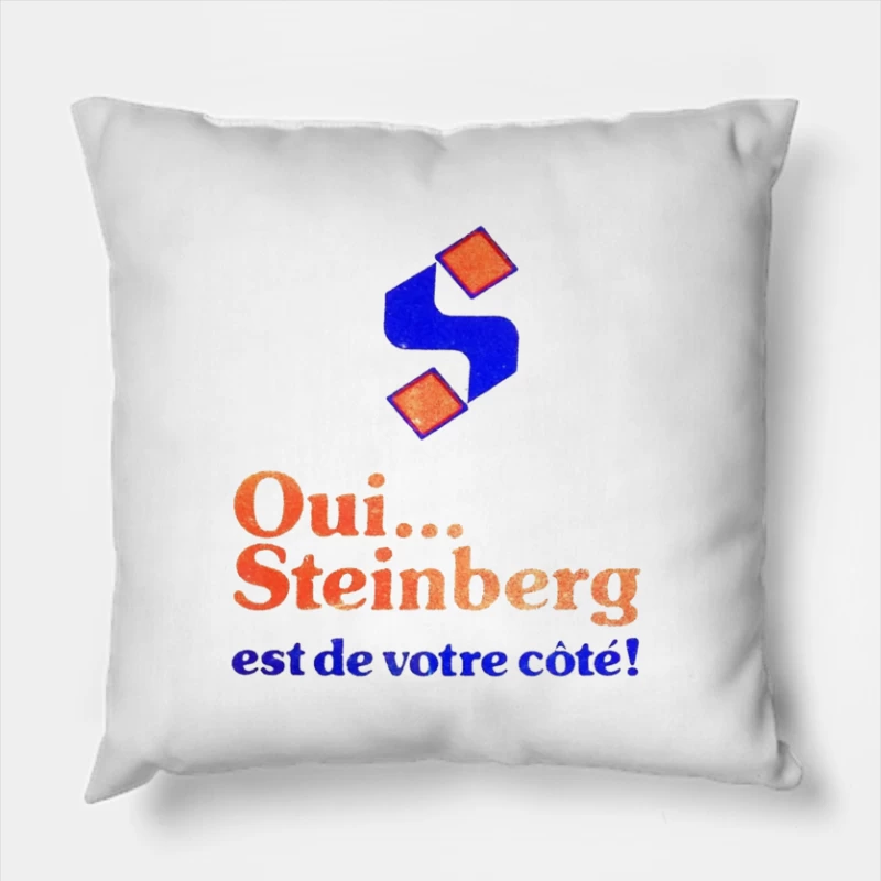 Vintage French Political Campaign Logo for Steinberg Throw Pillow