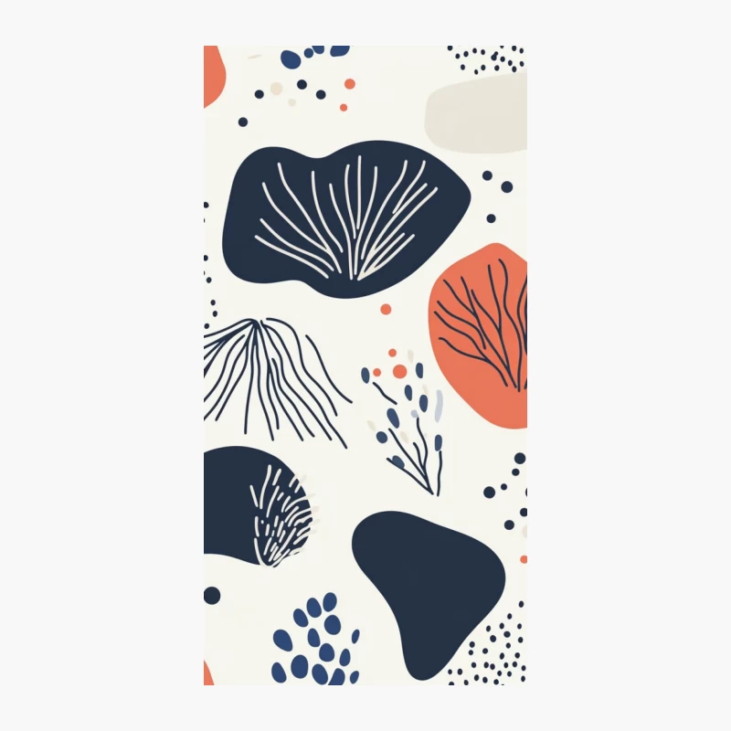 Modern Abstract Coral and Navy Botanical Pattern iPhone Case