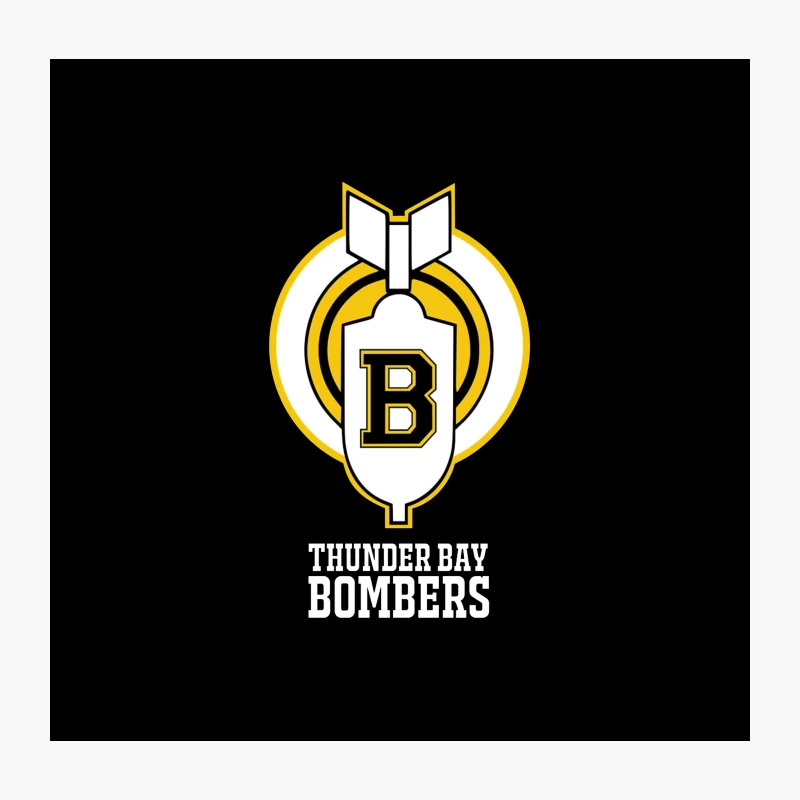 Thunder Bay Bombers Hockey Team Logo with Bomb Icon Throw Pillow