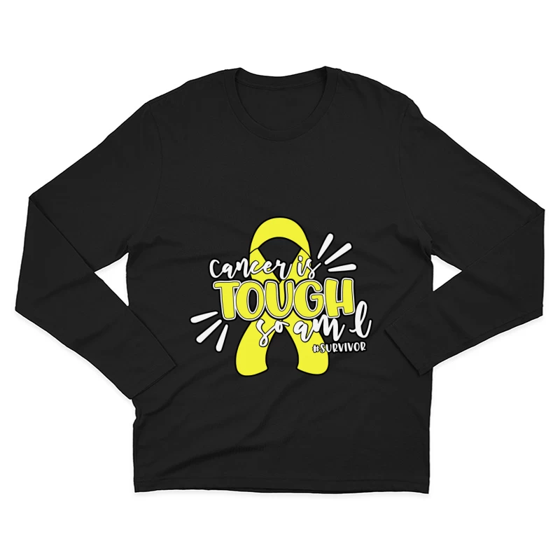 Krebsüberlebender Gelbes Band Herren Langarm T-Shirt