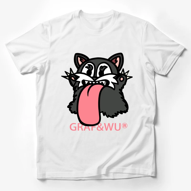 Grafisches Katzenlogo mit Zunge Herren T-Shirt