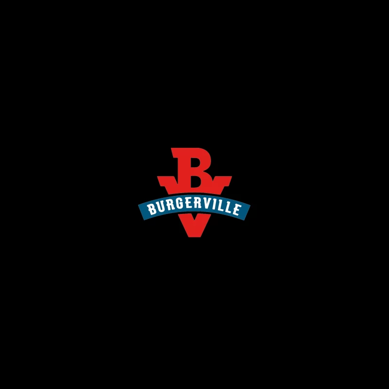 Burgerville Fast Food Restaurant Logo Design in Red and Blue Coffee Mug