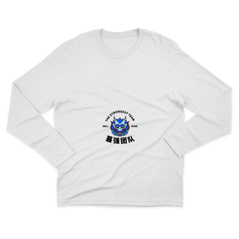 Blaues Drachen-Emblem Herren Langarm T-Shirt