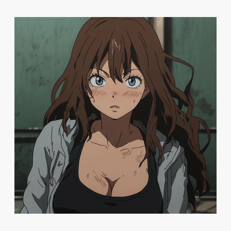Injured Anime Girl with Serious Look Throw Pillow