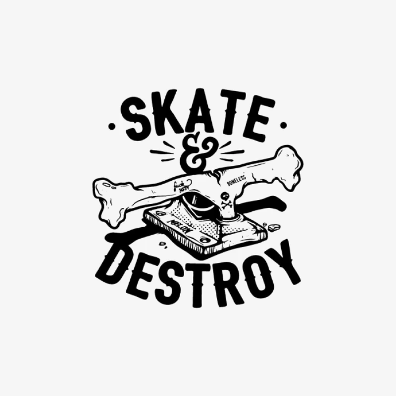 Graphique Skate et Détruire avec Os et Skateboard Homme Sweat-shirt à enfiler