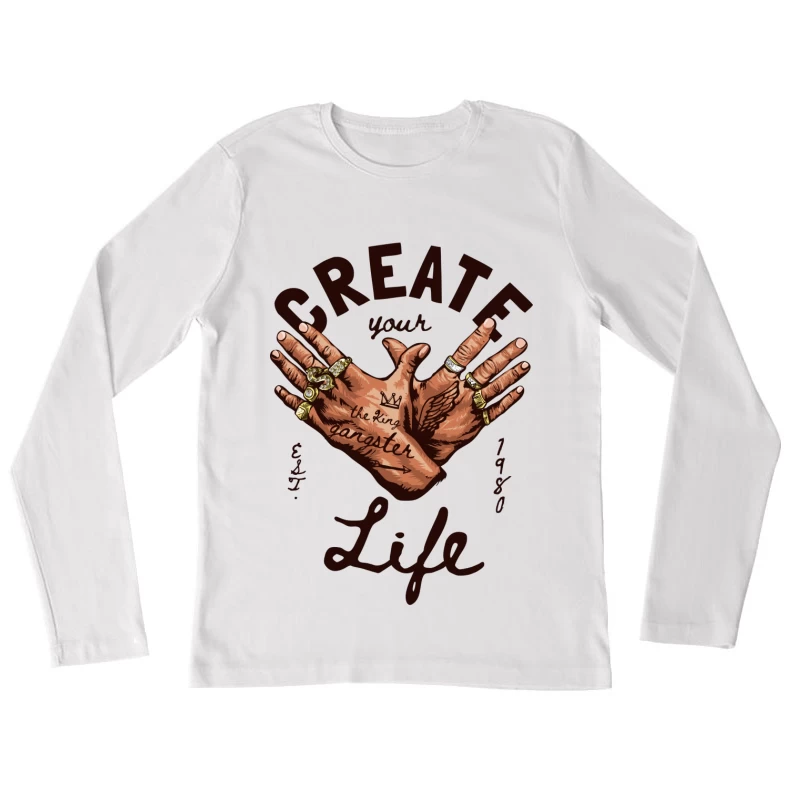 Gestalte dein Leben mit Tattoos und Ringen Damen Langarm T-Shirt