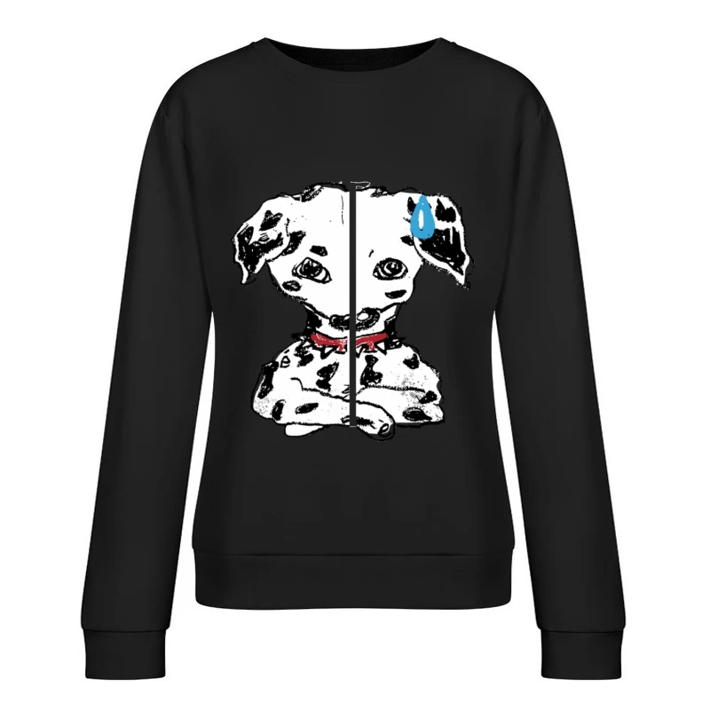 Niedlicher Dalmatiner mit rotem Halsband Damen Pullover Sweatshirt
